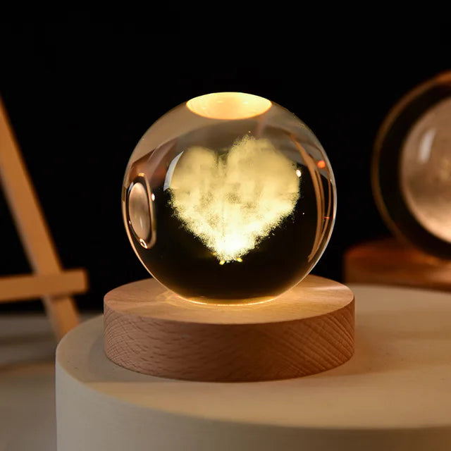 Crystal Ball Glass Planet Led Night Light