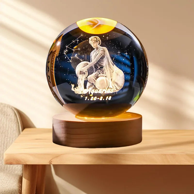 12 Zodiac signs Crystal Ball with LED