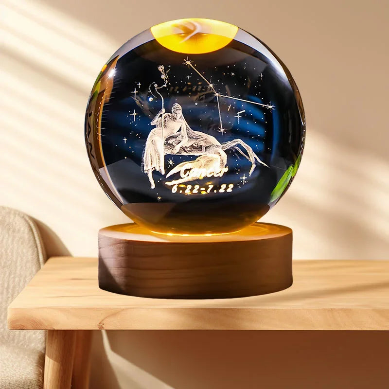 12 Zodiac signs Crystal Ball with LED