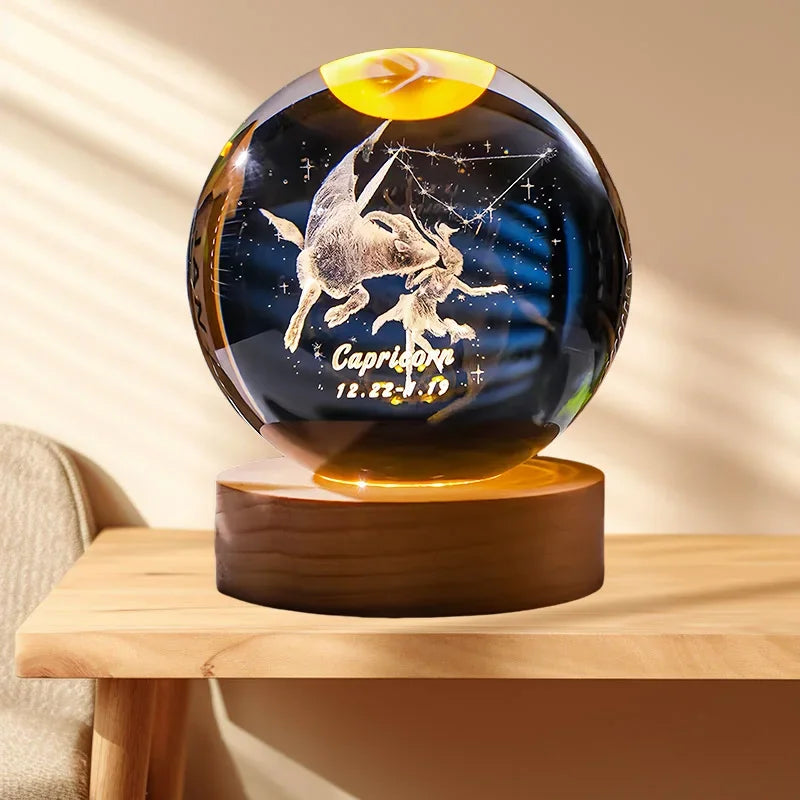 12 Zodiac signs Crystal Ball with LED