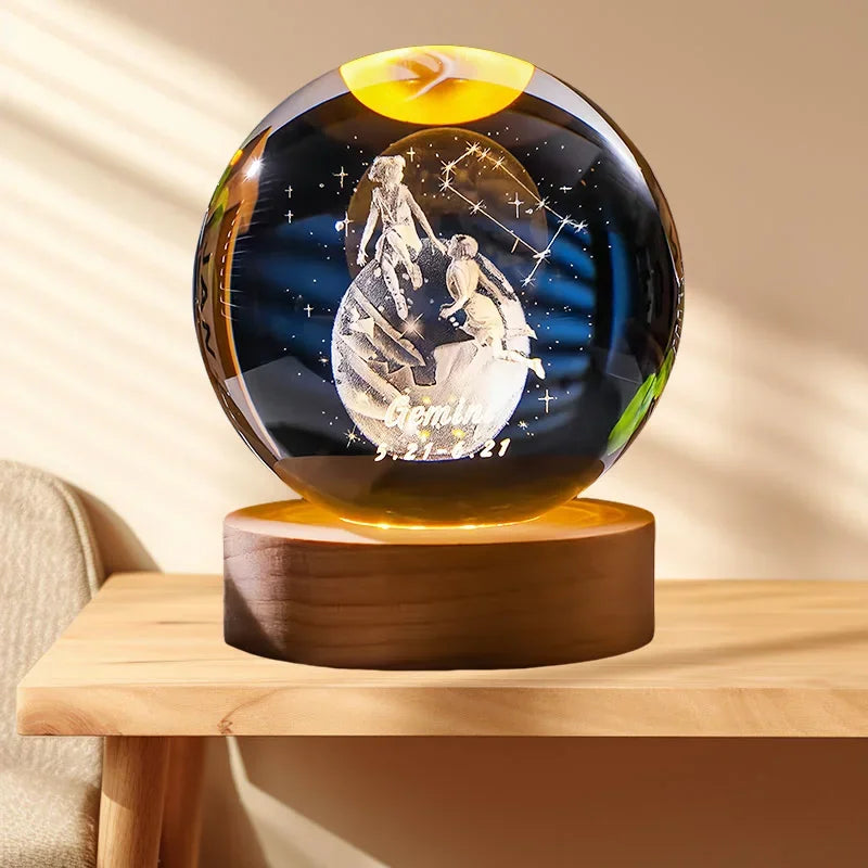 12 Zodiac signs Crystal Ball with LED