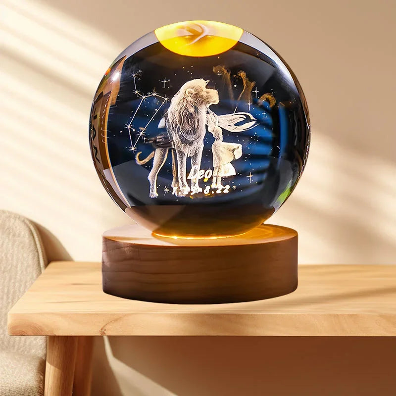 12 Zodiac signs Crystal Ball with LED