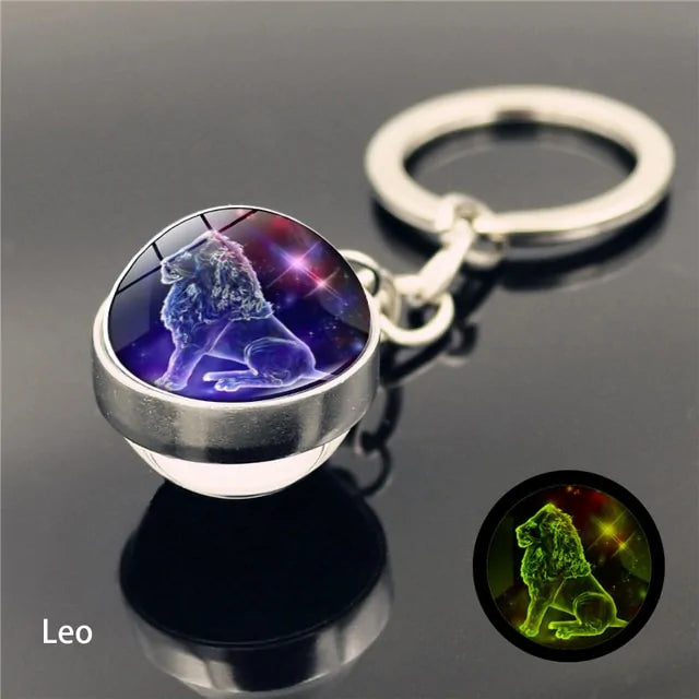 12 Star Sign Keychain Glass Ball