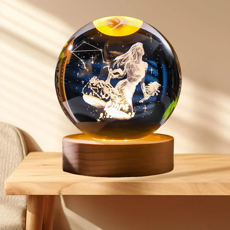 12 Zodiac signs Crystal Ball with LED