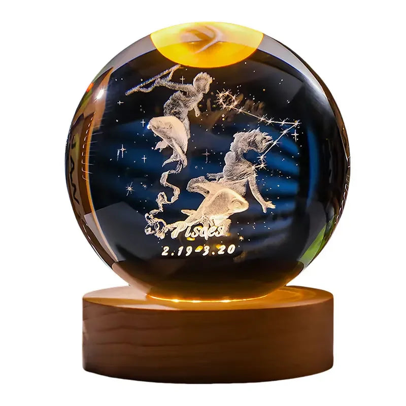 12 Zodiac signs Crystal Ball with LED