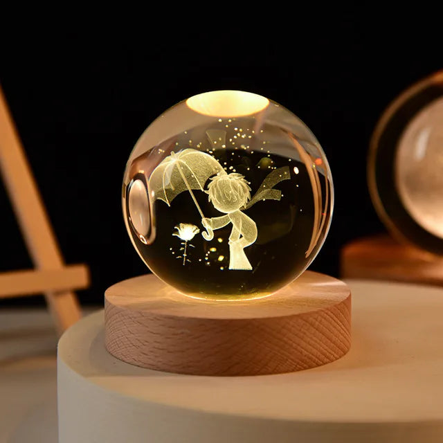 Crystal Ball Glass Planet Led Night Light