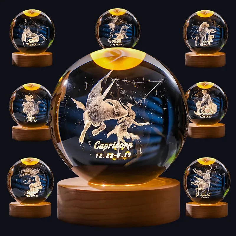 12 Zodiac signs Crystal Ball with LED