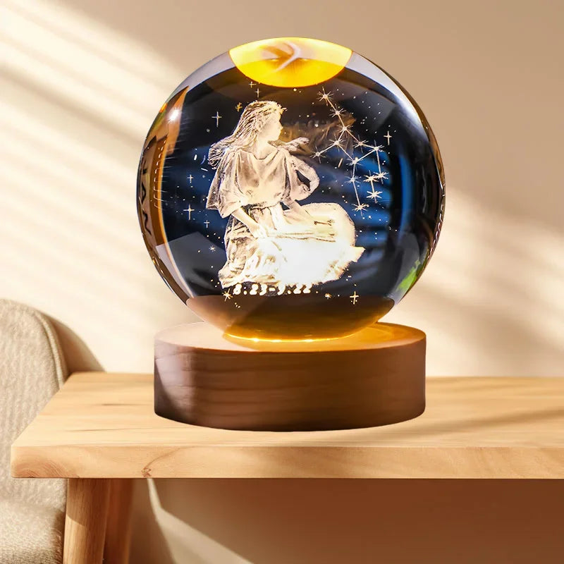 12 Zodiac signs Crystal Ball with LED