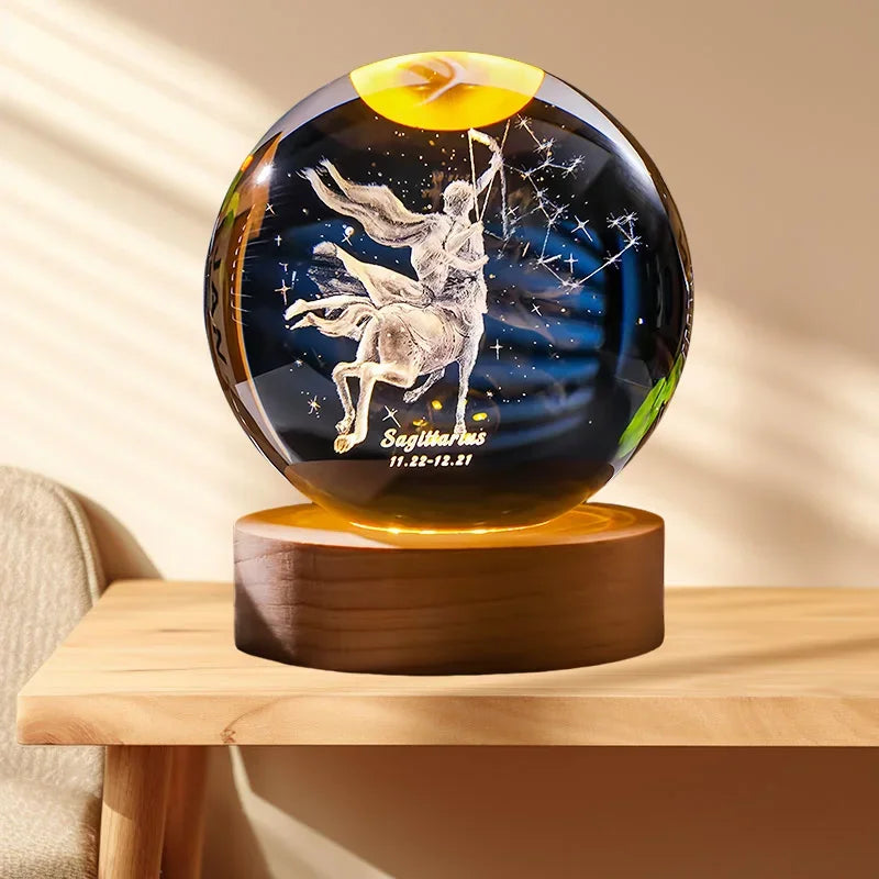 12 Zodiac signs Crystal Ball with LED