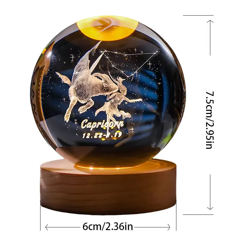 12 Zodiac signs Crystal Ball with LED