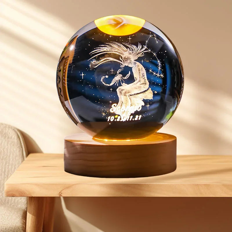 12 Zodiac signs Crystal Ball with LED