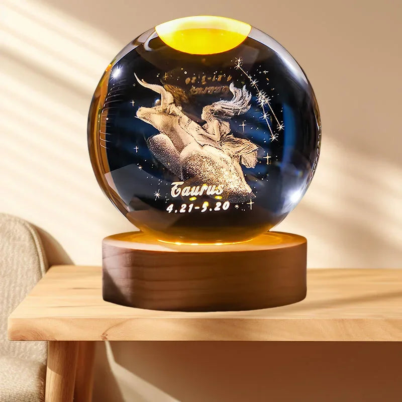 12 Zodiac signs Crystal Ball with LED