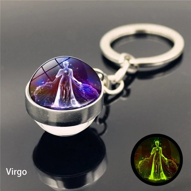 12 Star Sign Keychain Glass Ball