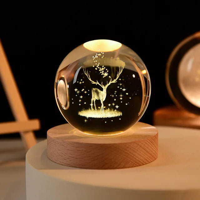 Crystal Ball Glass Planet Led Night Light