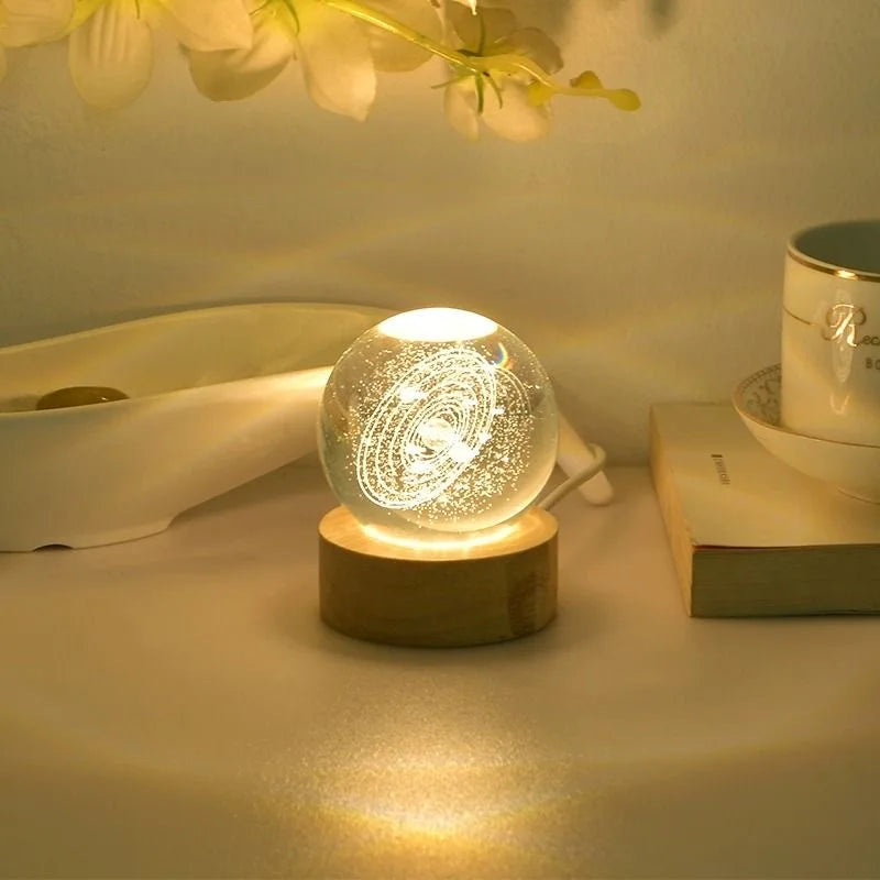 Crystal Ball Glass Planet Led Night Light